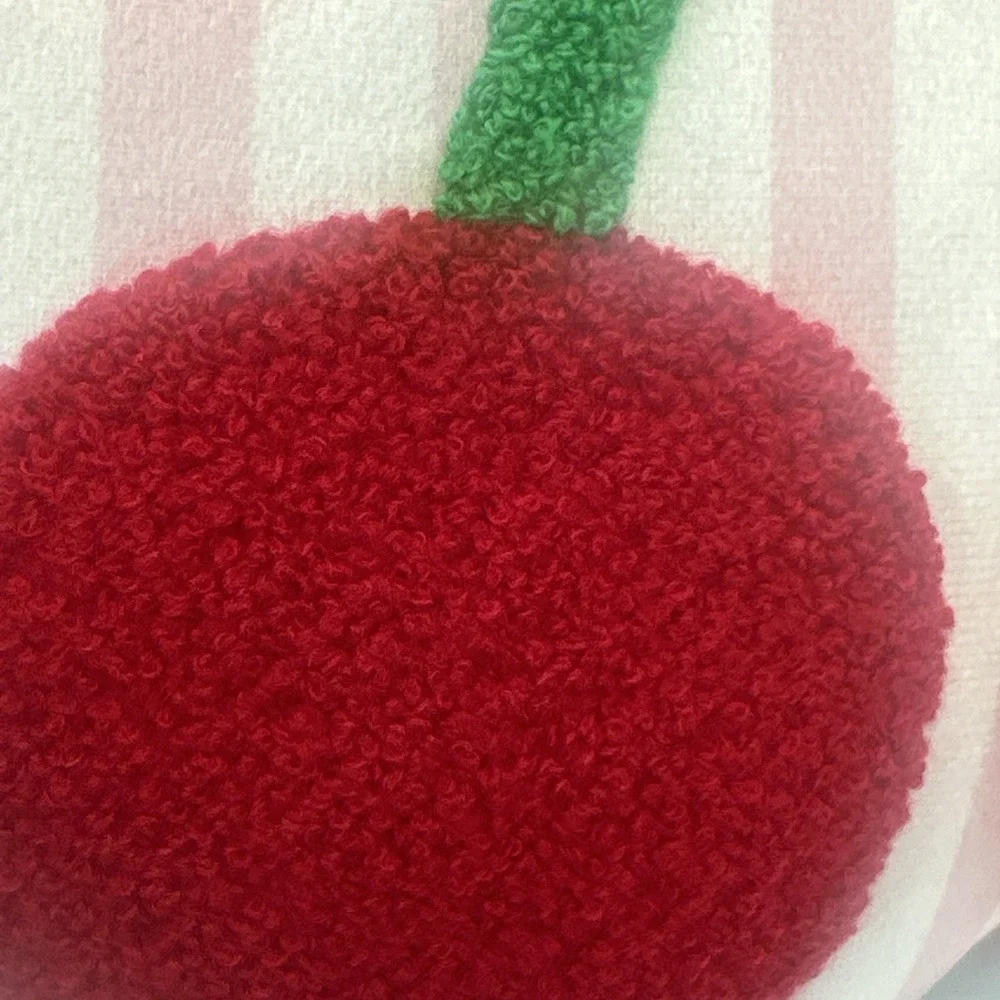 Ma Cherie Textured Cherries & Heart Shaped Pink & White Accent Pillow 14